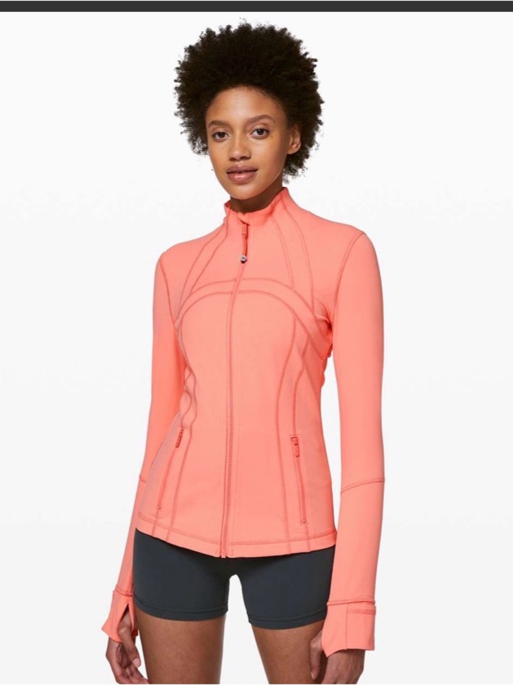 lululemon athletica Coral-Orange Zip Front Sculpt Jacket